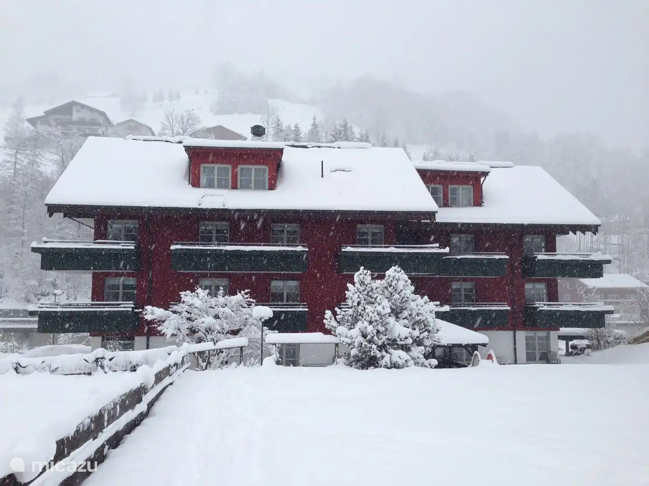 Rear view Mellau Apartment. Above right (dormer window on the right) is Mellau apartment 322.