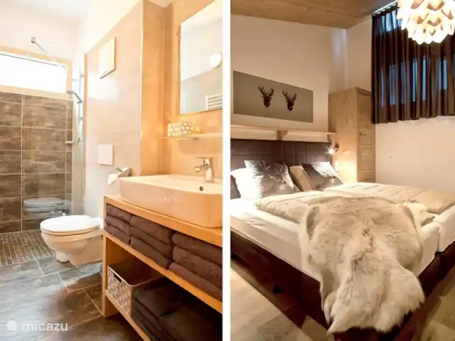Résidence Neukirchen | Autriche, Salzburgerland, Neukirchen am Grossvenediger - appartement 2e salle de bain et 2e chambre avec lits à ressorts de luxe avec matelas à mémoire de forme