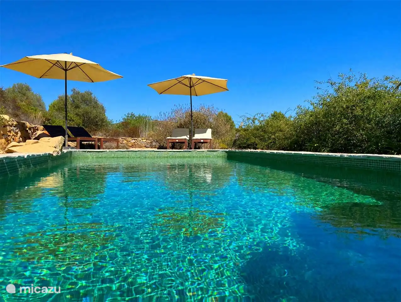 smaragdgrüner privater Pool inmitten der Natur