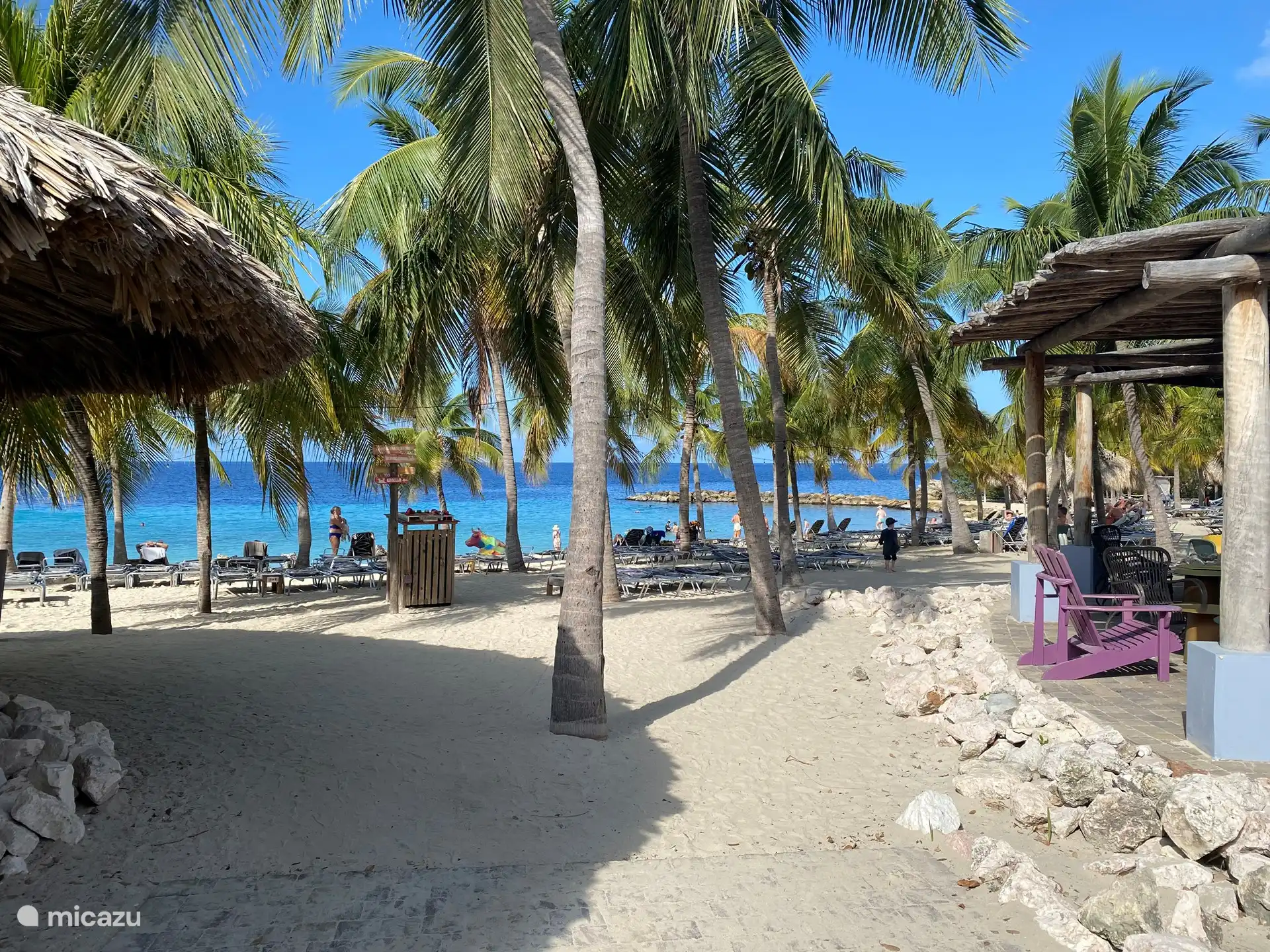 The beach with free entrance and free sunbeds for our guests.