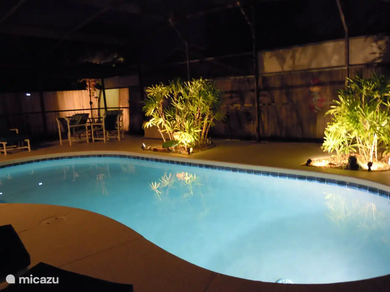 Swimming pool at night