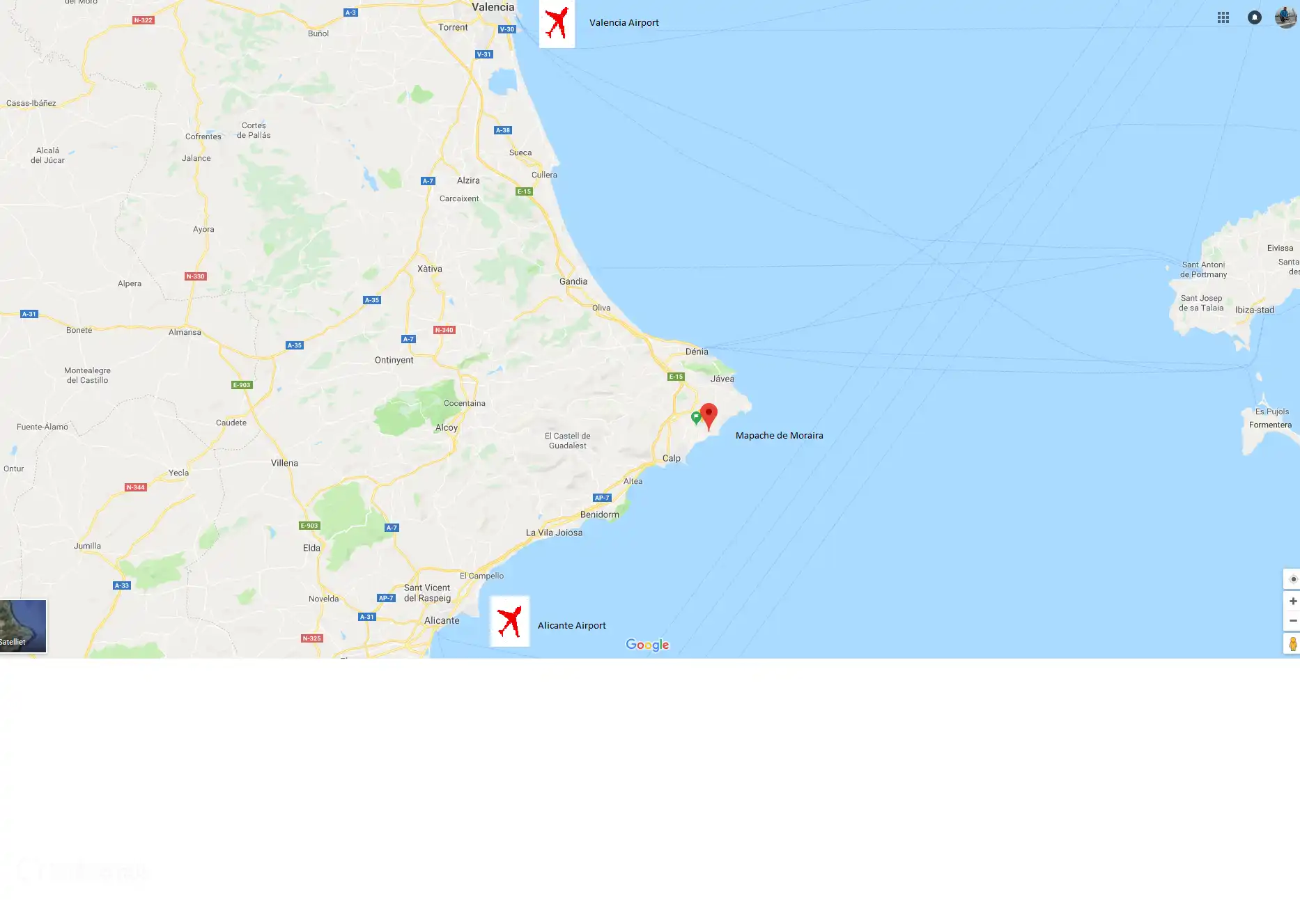 Alicante & Valencia both airports are easy to drive to in an hour