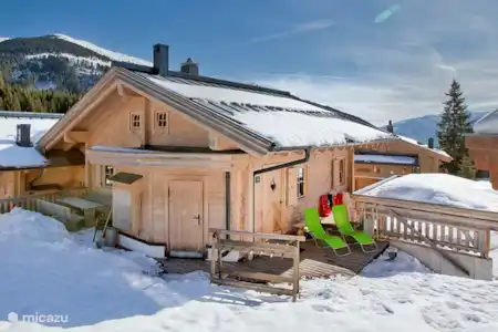 Vakantiehuis Oostenrijk, Salzburgerland, Königsleiten chalet Murmelalm Achterzijde winter