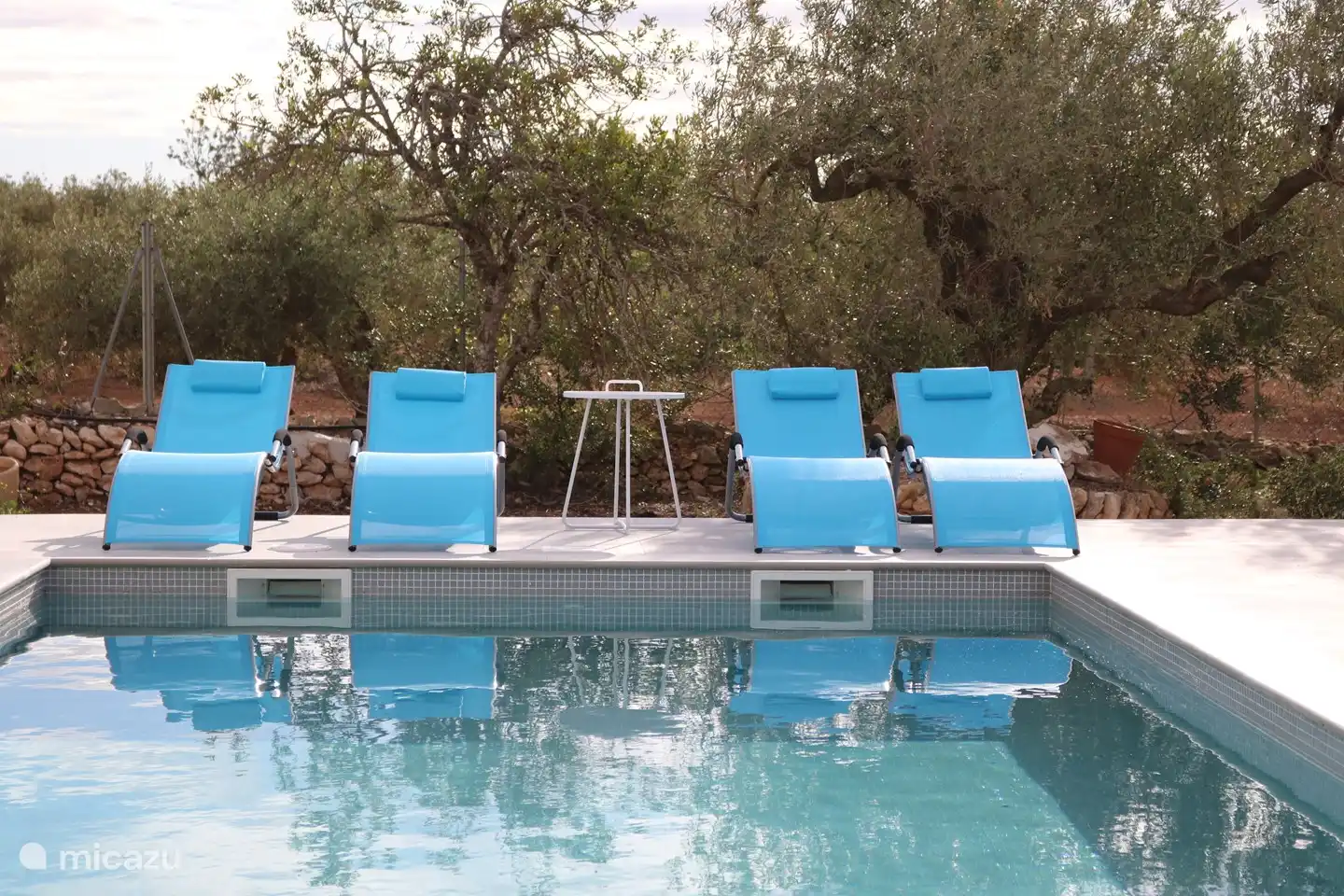 Tumbonas en la piscina