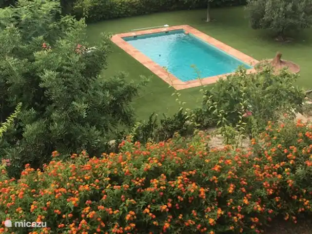 Finca Feliz en España, Costa Blanca, Benissa - villa Piscina y jardín vistos desde arriba