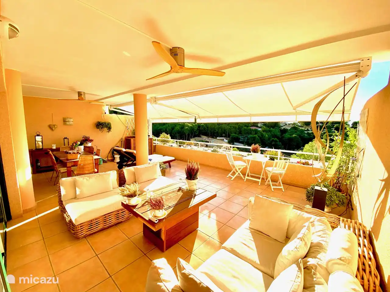 Private, sunny south facing balcony / terrace with views