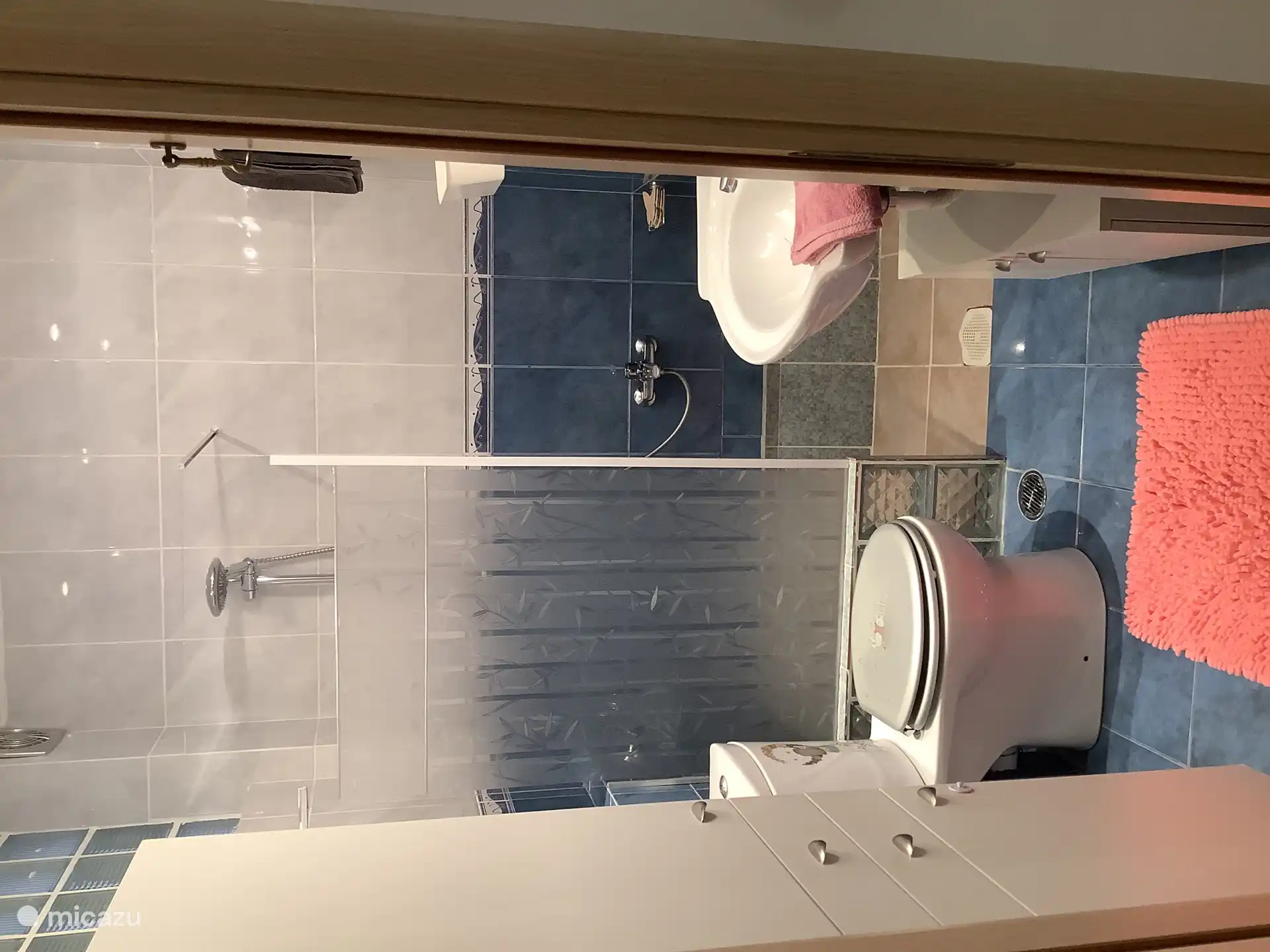 De badkamer met inloopdouche.