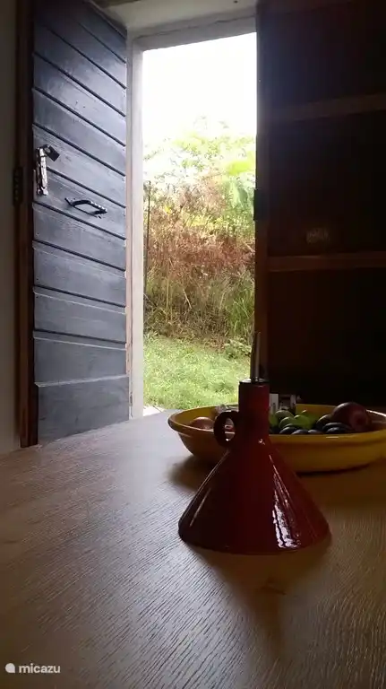 Doppelte Eingangstür im Erdgeschoss. Beide Paneele können geöffnet und geschlossen werden.