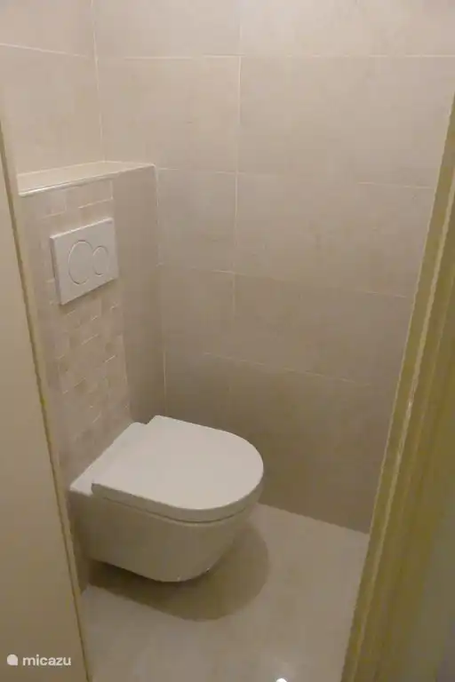 Modernes Einbau-WC, zugänglich vom Flur.