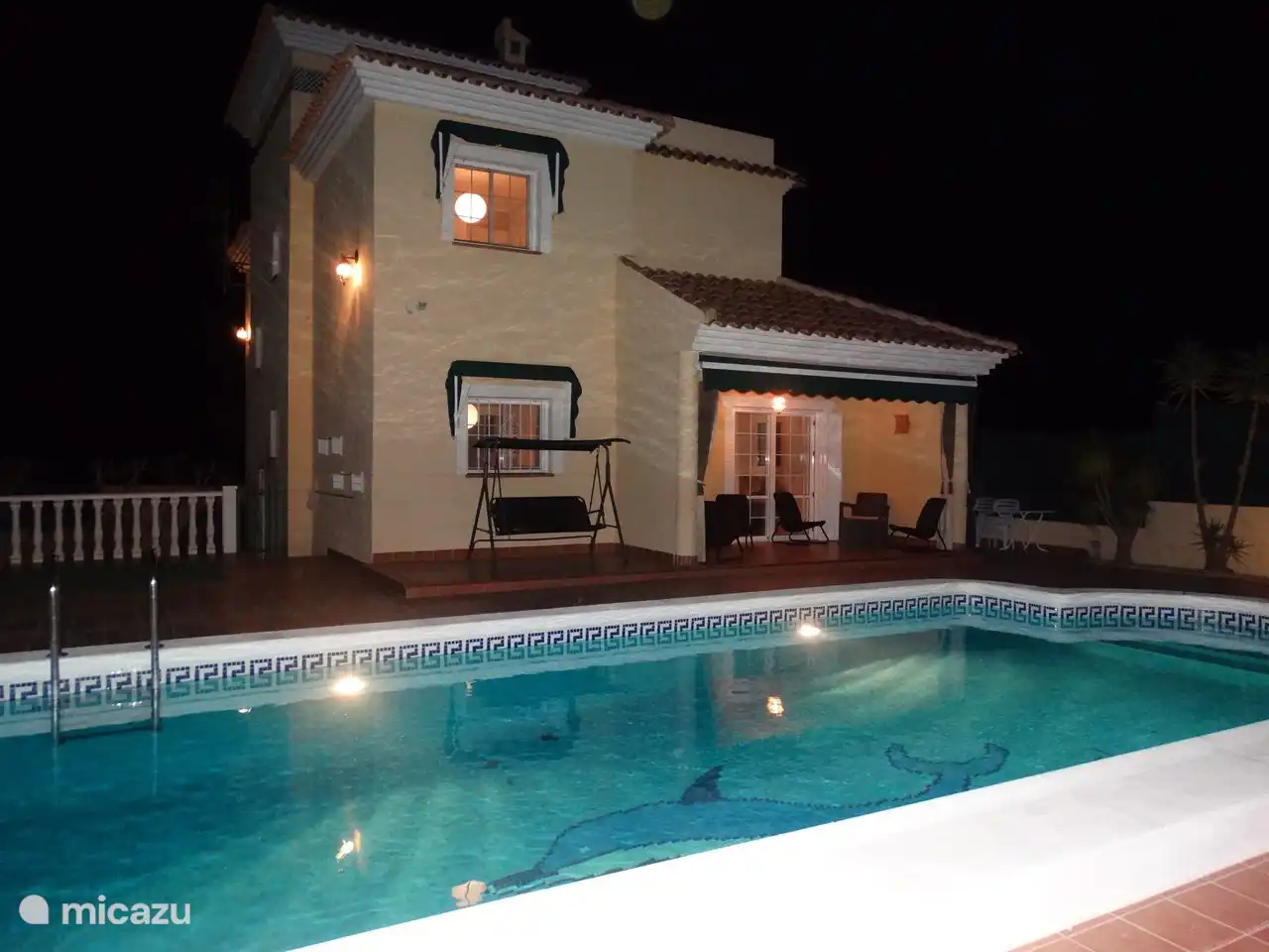 Private swimming pool at evening