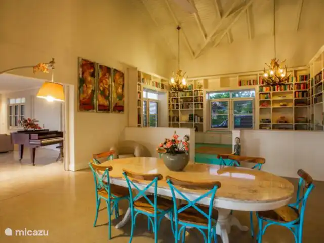 Villa Libre Curacao | Curaçao, Banda Ariba (est), Jan Thiel - villa Salle à manger et bibliothèque