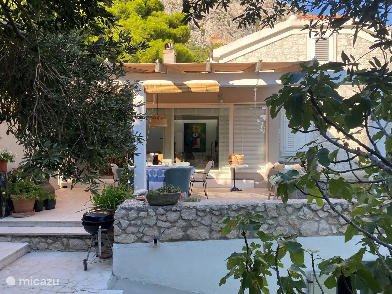 Desde debajo de los olivos Vista de la terraza