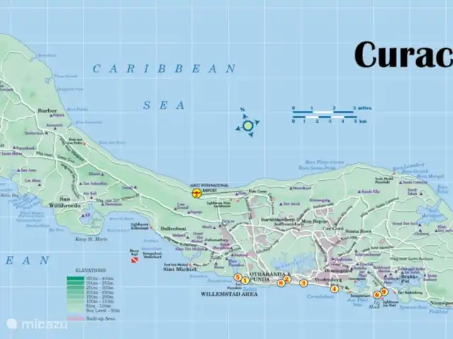 Location de Vacances Curaçao, Banda Abou (ouest), Fontein, villa - Villa Paradis Carte