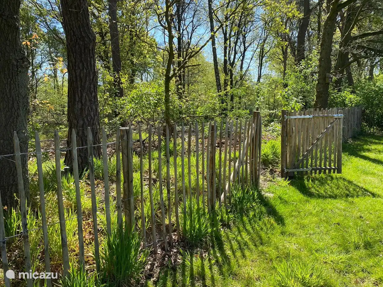 Der Garten ist komplett eingezäunt. Vom Garten aus kann man direkt in den Wald spazieren. 