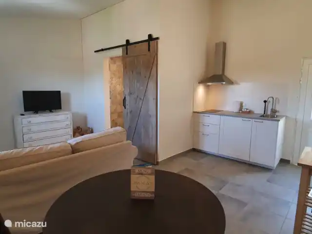 Location de Vacances Portugal, Algarve, Vale Judeu, studio - Casa do Alto 22, rez-de-chaussée app. Derrière la porte coulissante robuste se trouve la salle de bain.