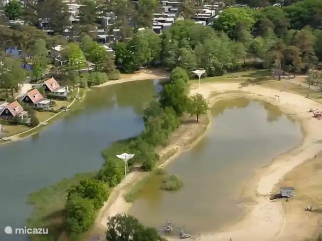 Maison de vacances contemporaine dans la Veluwe | Pays-Bas, Gueldre, Otterlo - chalet Vue de dessus sur la plage - lac de baignade et lac de sup
