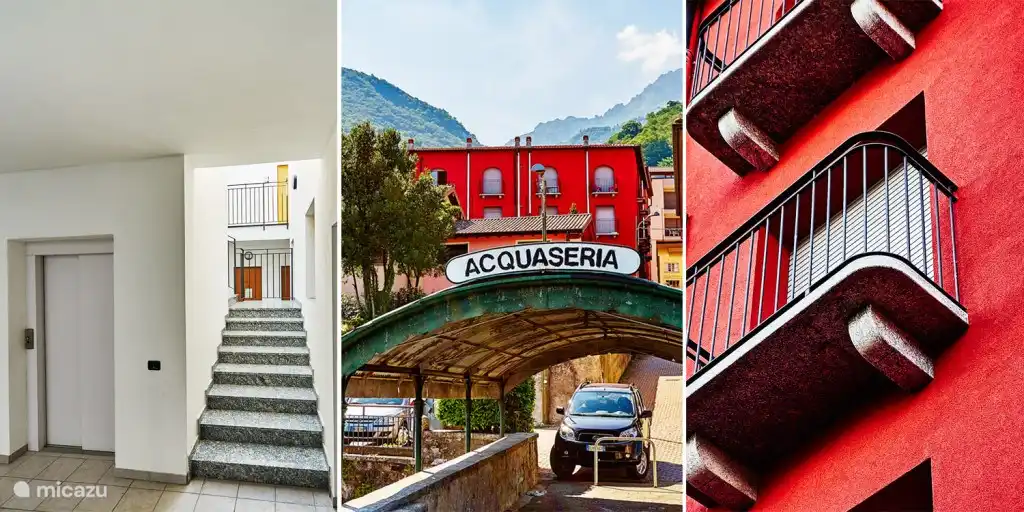 Balcón con mamparas en el exterior. 
El apartamento está en el primer piso.
Escaleras anchas. Ascensor disponible.