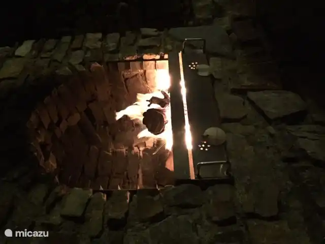 Nach dem Grillen können Sie auch ein Holzfeuer genießen.