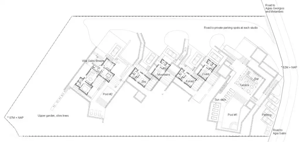 Galini Breeze - Small Scale Holiday Resort. Plattegrond van Villa en Studios