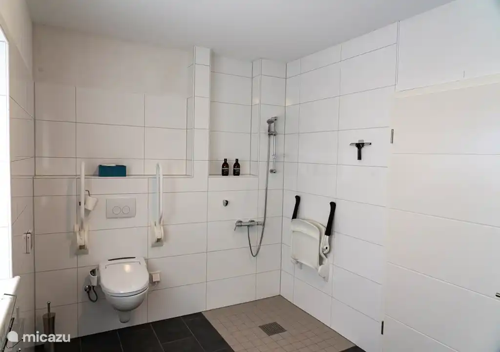 Badkamer geschikt gemaakt voor gehandicapten bij de hoofdslaapkamer