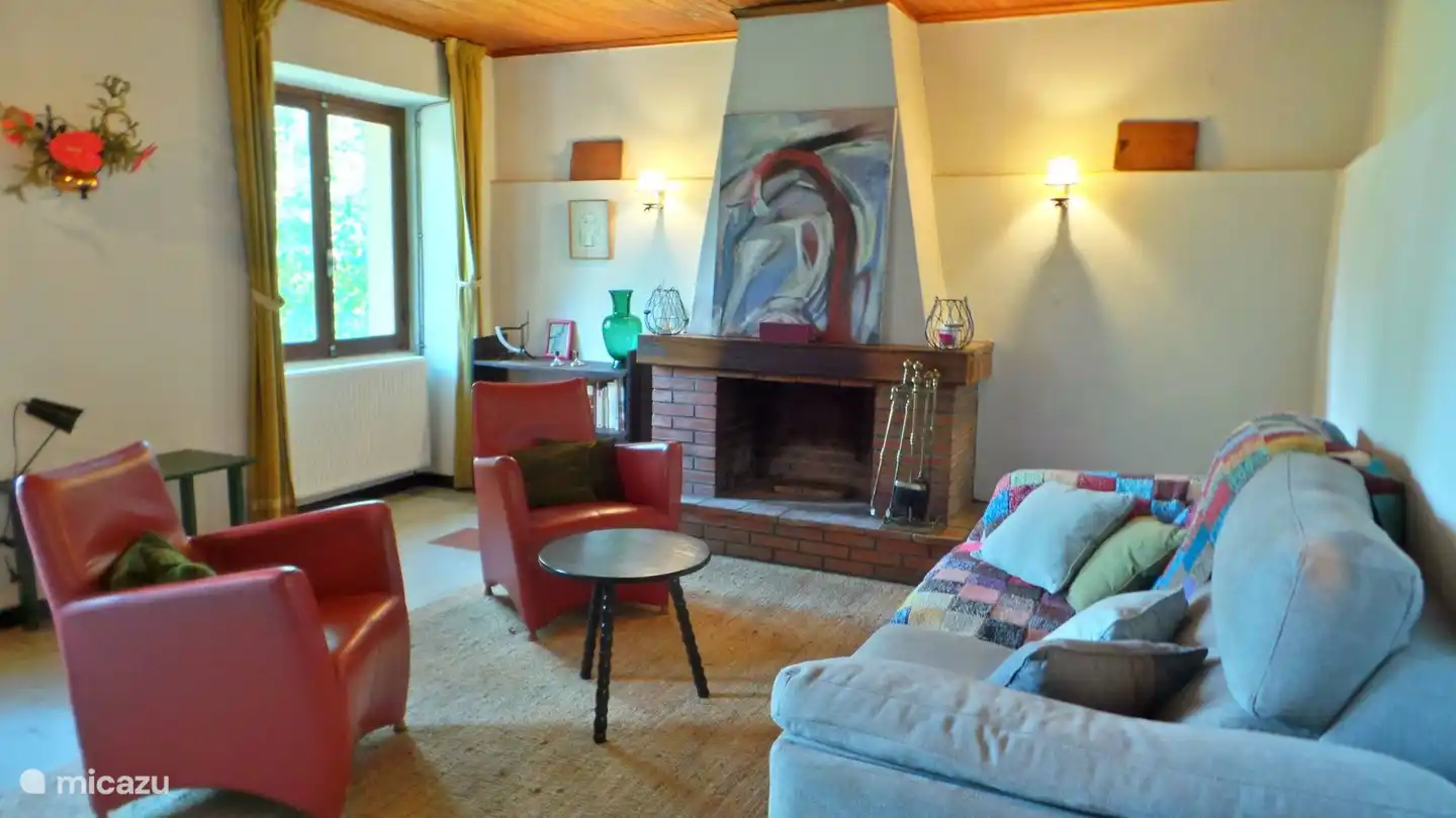 Agréable coin salon au coin du feu