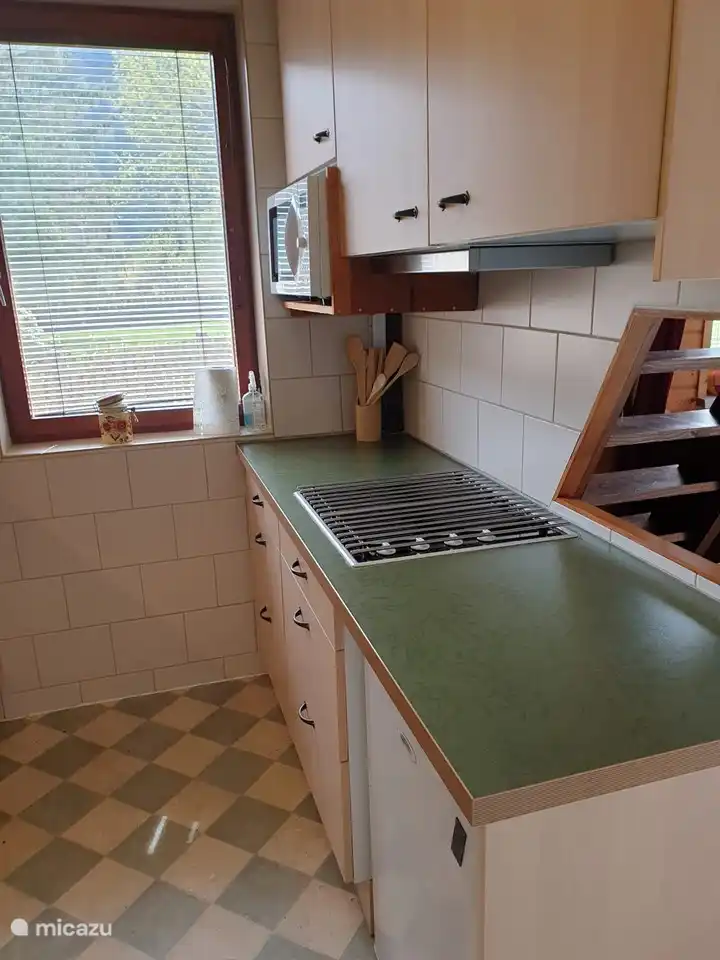 Cocina con frigorífico, microondas combinado, vitrocerámica