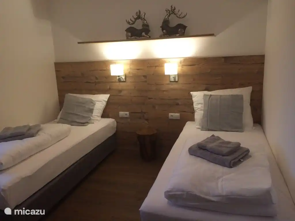 Slaapkamer beneden met 2 eenpersoons bedden. 