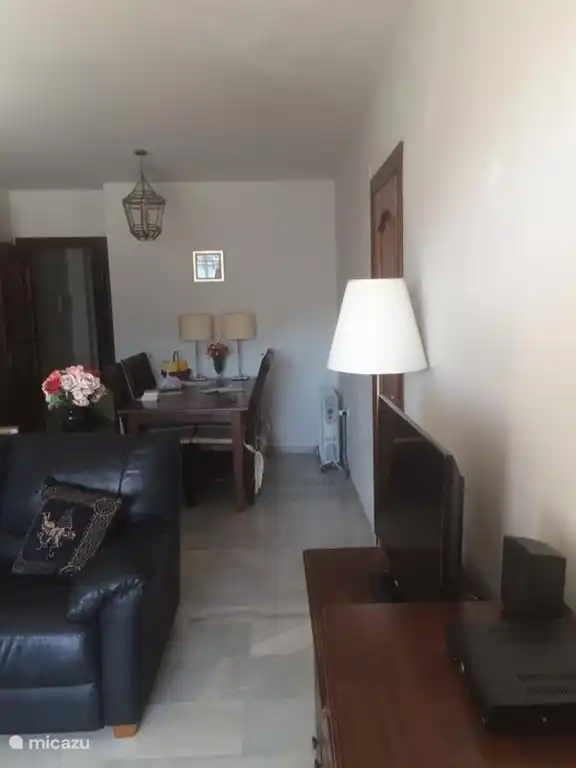 Séjour cosy avec coin salon et salle à manger. Télévision HD néerlandaise, bon WiFi et lecteur CD / DVD.