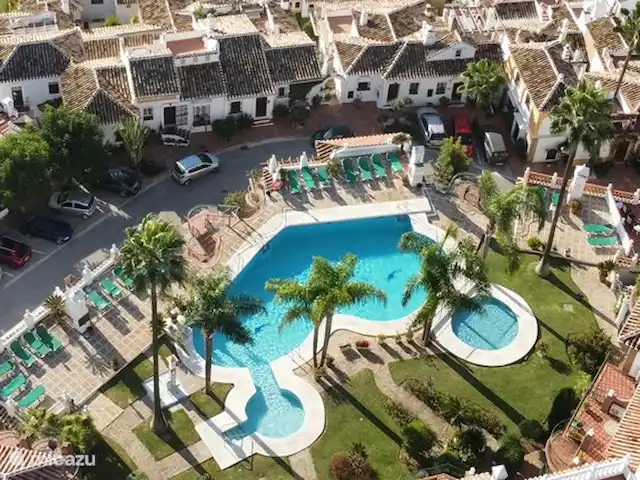 Location de Vacances Espagne, Costa del Sol, Mijas Golf, appartement - Casa Juapa Vue plongeante sur la grande piscine.