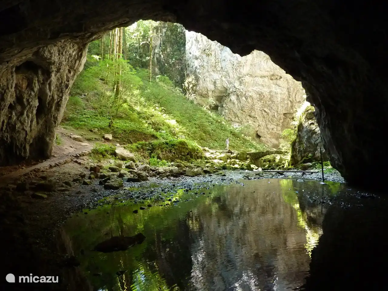 Das Gebiet hat zahlreiche Höhlen - Sehen Sie hier die teilweise eingestürzte Höhle bei Rakov Skocjan mit einer abenteuerlichen Wanderroute.