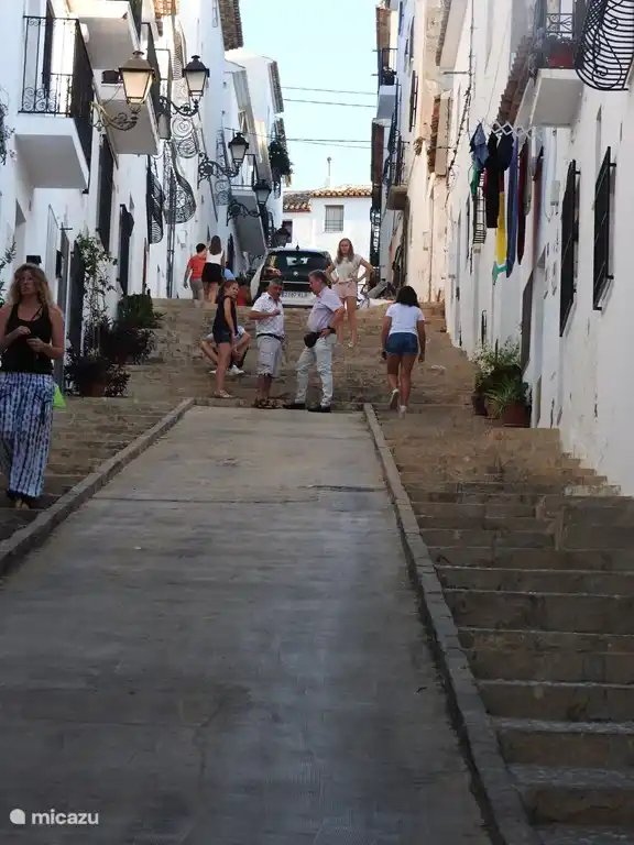 One of the steeper streets in Altea, but when you are upstairs, the view is wonderful.