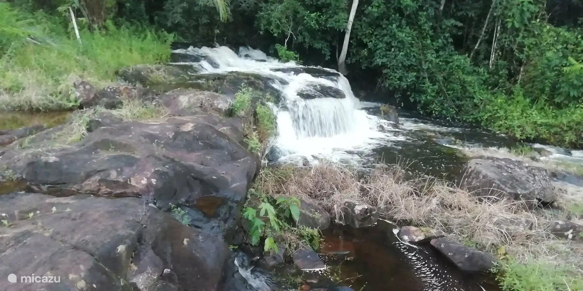 El arroyo es alimentado por la cascada