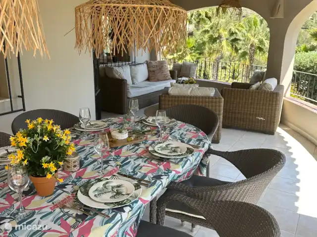 Casa Toucan Moraira | Espagne, Costa Blanca, Moraira - villa Véranda avec table à manger et salon