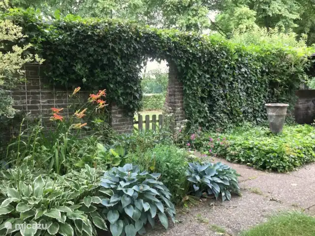 Le Hertenhoeve | Pays-Bas, Brabant-Septentrional, Reusel-De Mierden - ferme Ferme de vacances familiale 12 p. Hertenhoeve Lage Mierde NL Porte dans le mur du jardin donnant sur la Place de la Pétangue