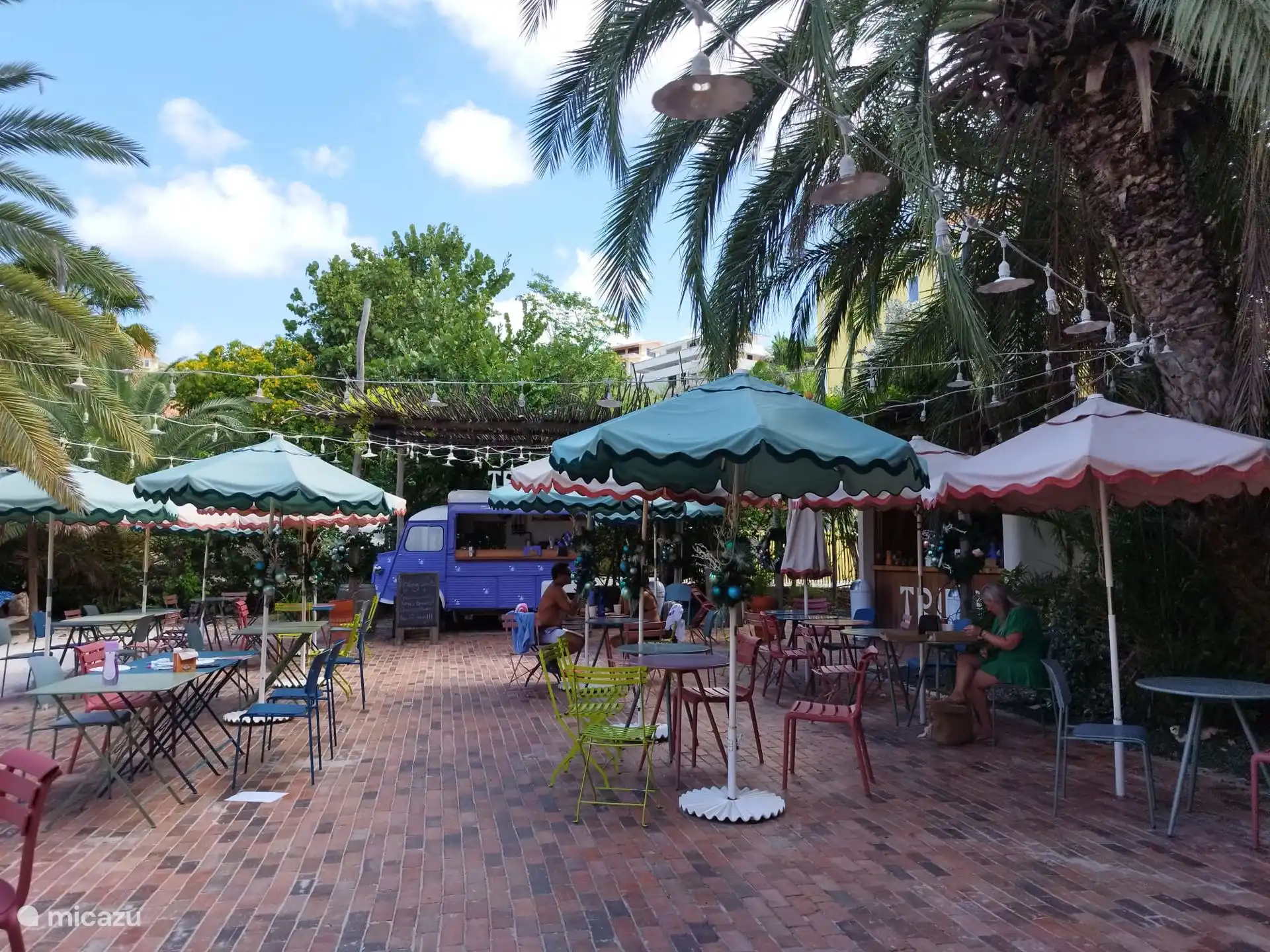 pizza restaurant at the Blue Bay beach.
