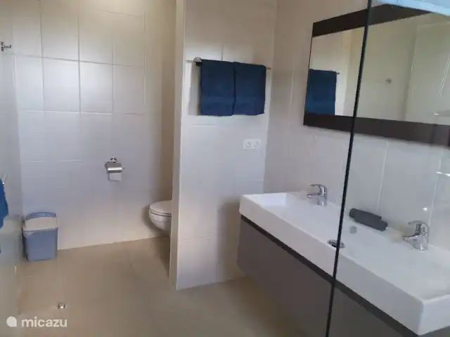 Apartamento Blue Bay con vistas al mar en Curazao, Curazao Centro, Blue Bay - apartamento cuarto de baño dormitorio principal con ducha de lluvia y aseo