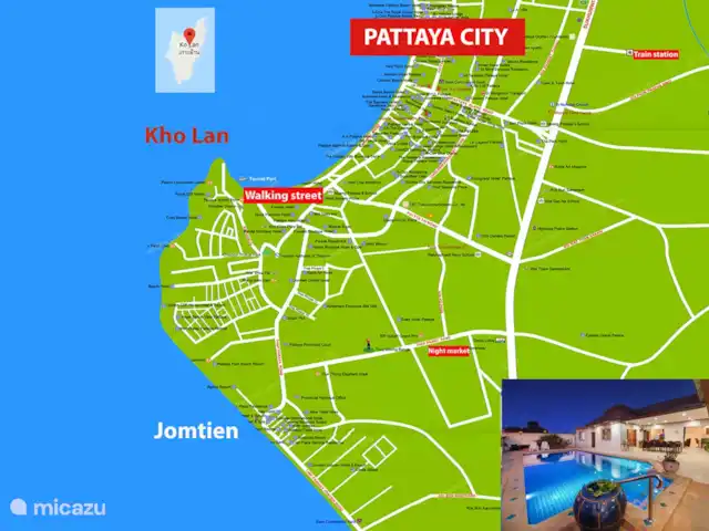 Villa Bos vlak aan het strand huren in Thailand, Oostelijke Golfkust, Pattaya - villa