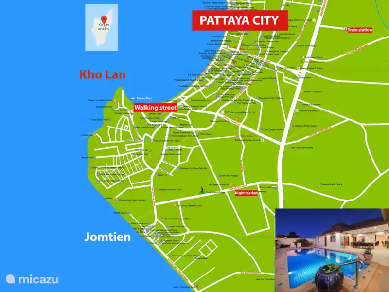 Villa Bos vlak aan het strand huren in Thailand, Oostelijke Golfkust, Pattaya - Villa Villa Bos vlak aan het strand huren in Thailand, Oostelijke Golfkust, Pattaya - Villa