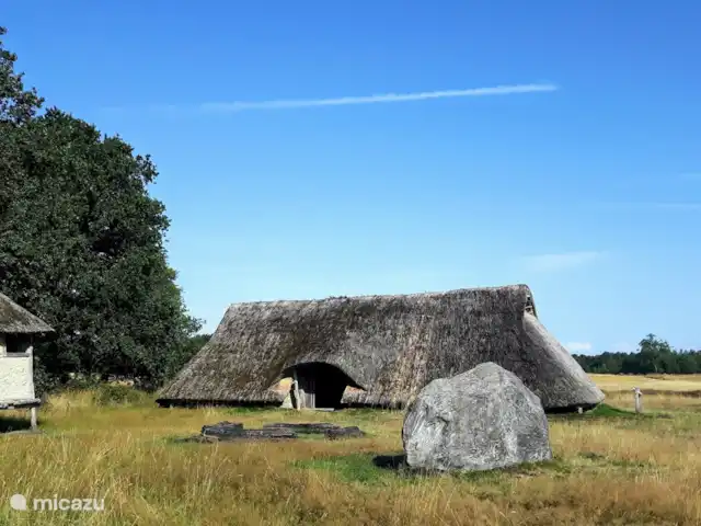 BuitenGewoon huren in Nederland, Drenthe, Westerbork - vakantiehuis De IJzertijd boerderij. Buiten het dorp Orvelte bevindt zich een reconstructie van een boerderij uit de IJzertijd. Deze boerderij is in de jaren '70 gebouwd met materialen die in de Ijzertijd vermoedelijk werden gebruikt. De boerderij staat op  1 km van ons vakantiehuis.