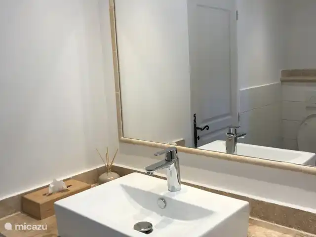 Villa Bellevue | France, Var, Sillans-la-Cascade - villa Nouvelle salle de bain (printemps 2021) avec douche, toilette et lavabo.