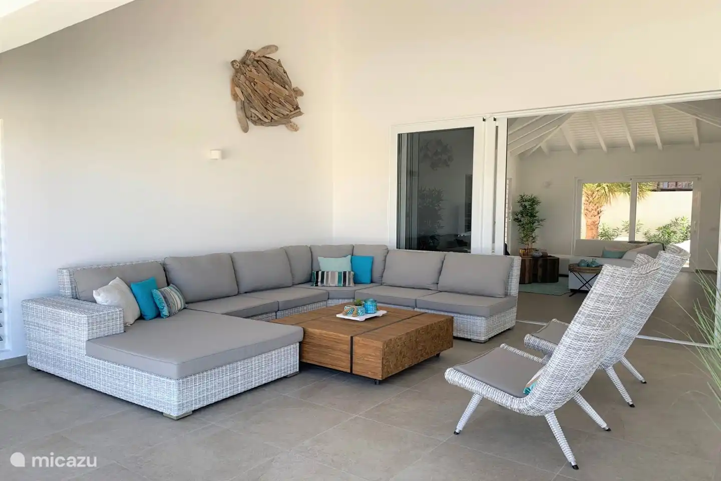 Covered porch with lounge set