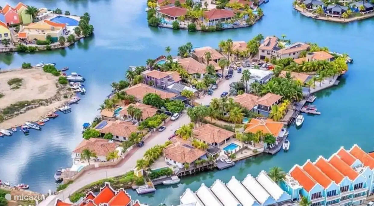 An aerial view of the quiet island, the 3rd house on the left Kas Dushi Bida