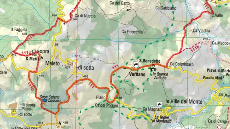 Deel van de wandeling welke langs 5 verschillende oude borghi loopt. Zoook langs Cossure en Casa Calénc