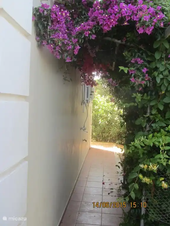 Blumenpergola mit Außendusche