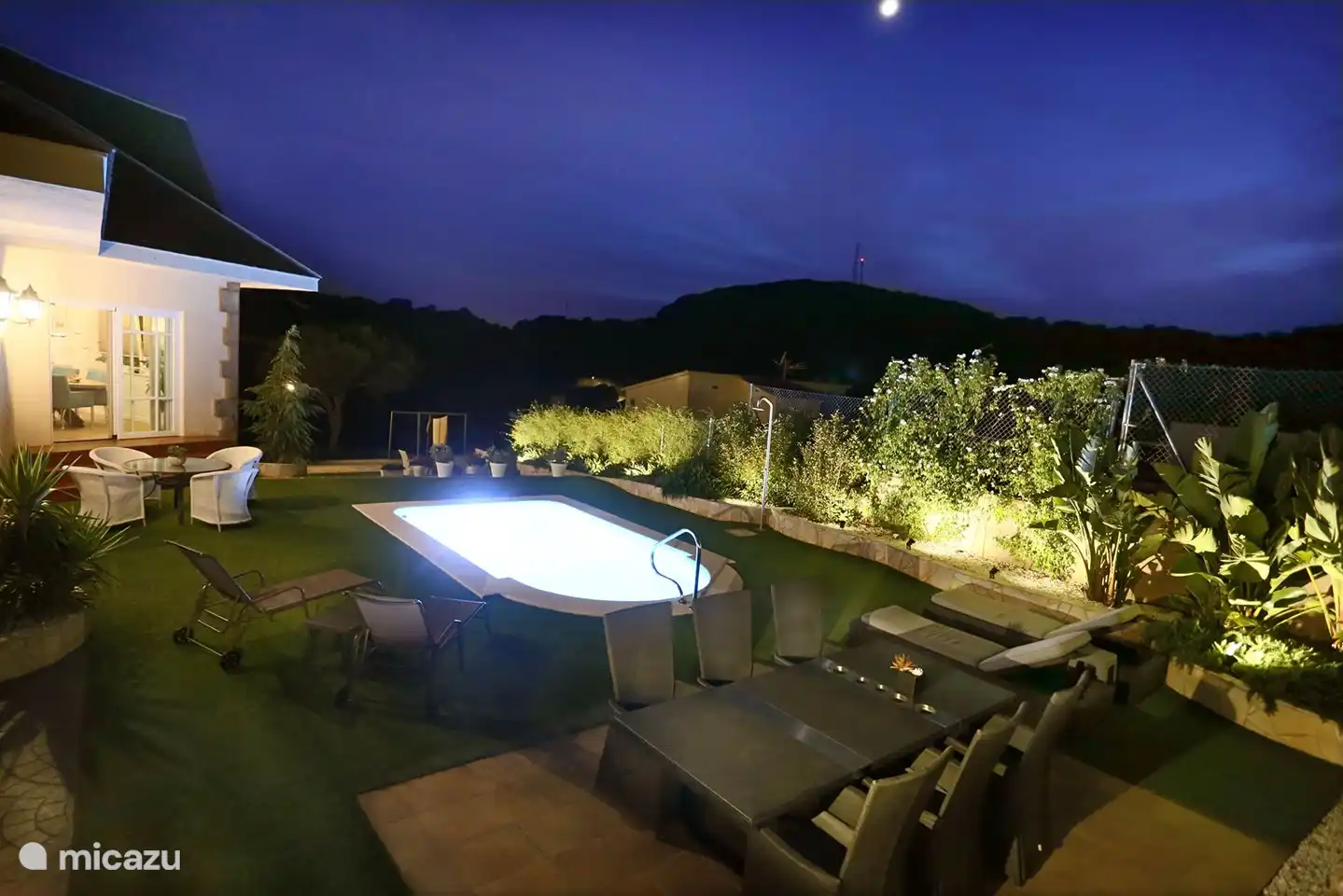 Atmospheric garden lighting in the evening