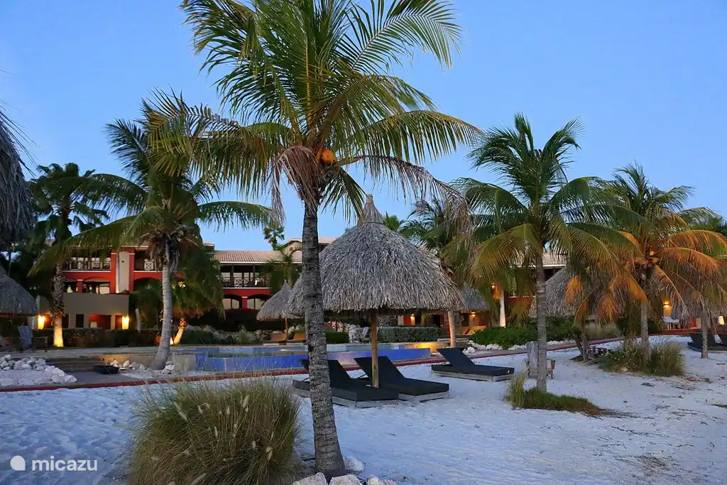 Strand bij zonsondergang