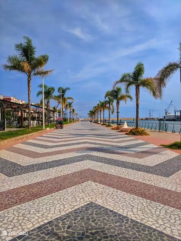 Boulevard Gandia en el bullicioso puerto con muchas terrazas.