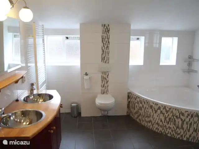 Villa Cordes | Pays-Bas, Drenthe, Vries - maison de vacances Salle de bain avec baignoire, douche et lavabos