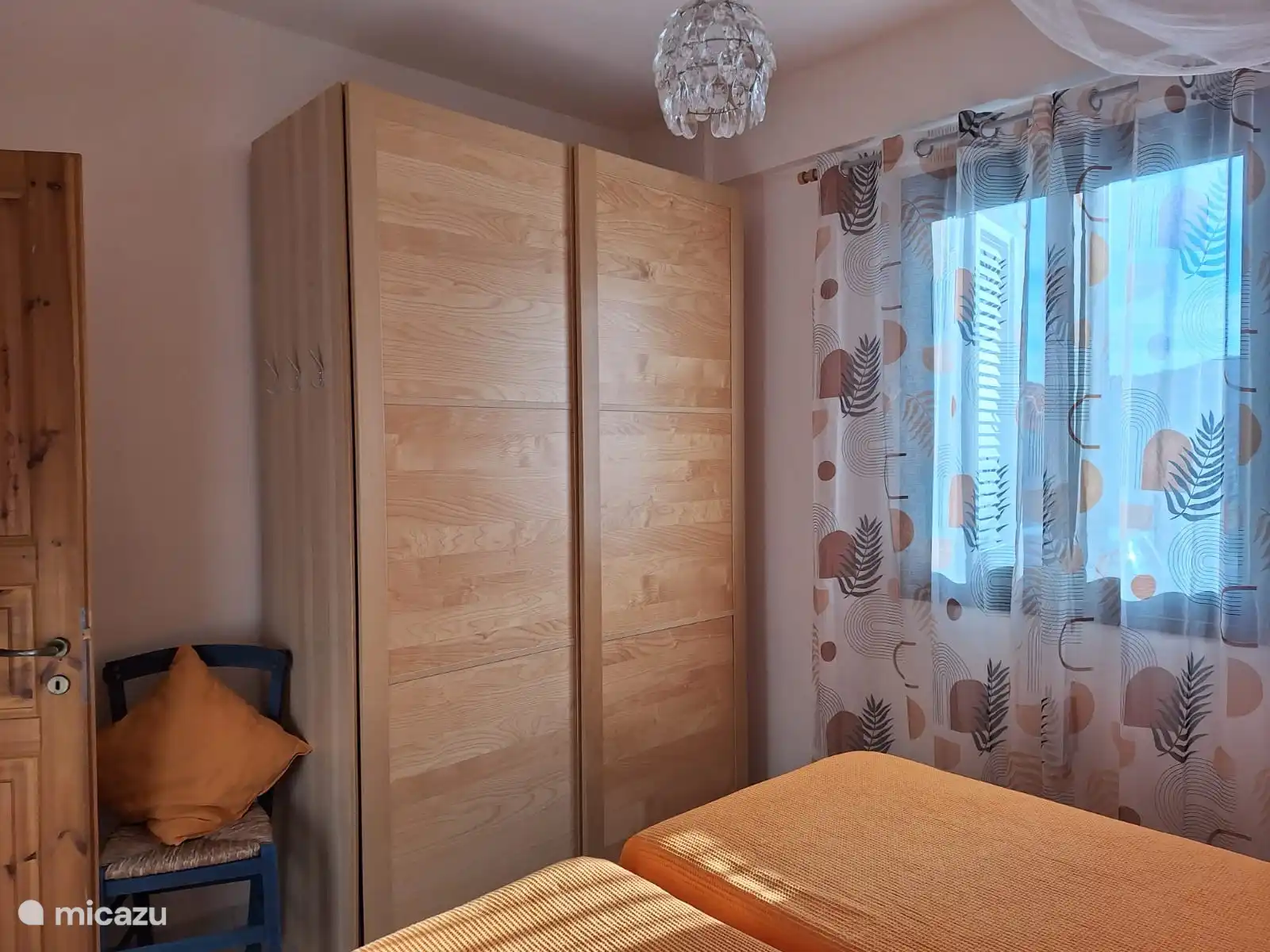 With the spacious wardrobe.