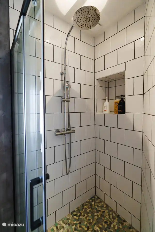 el baño moderno con ducha de lluvia